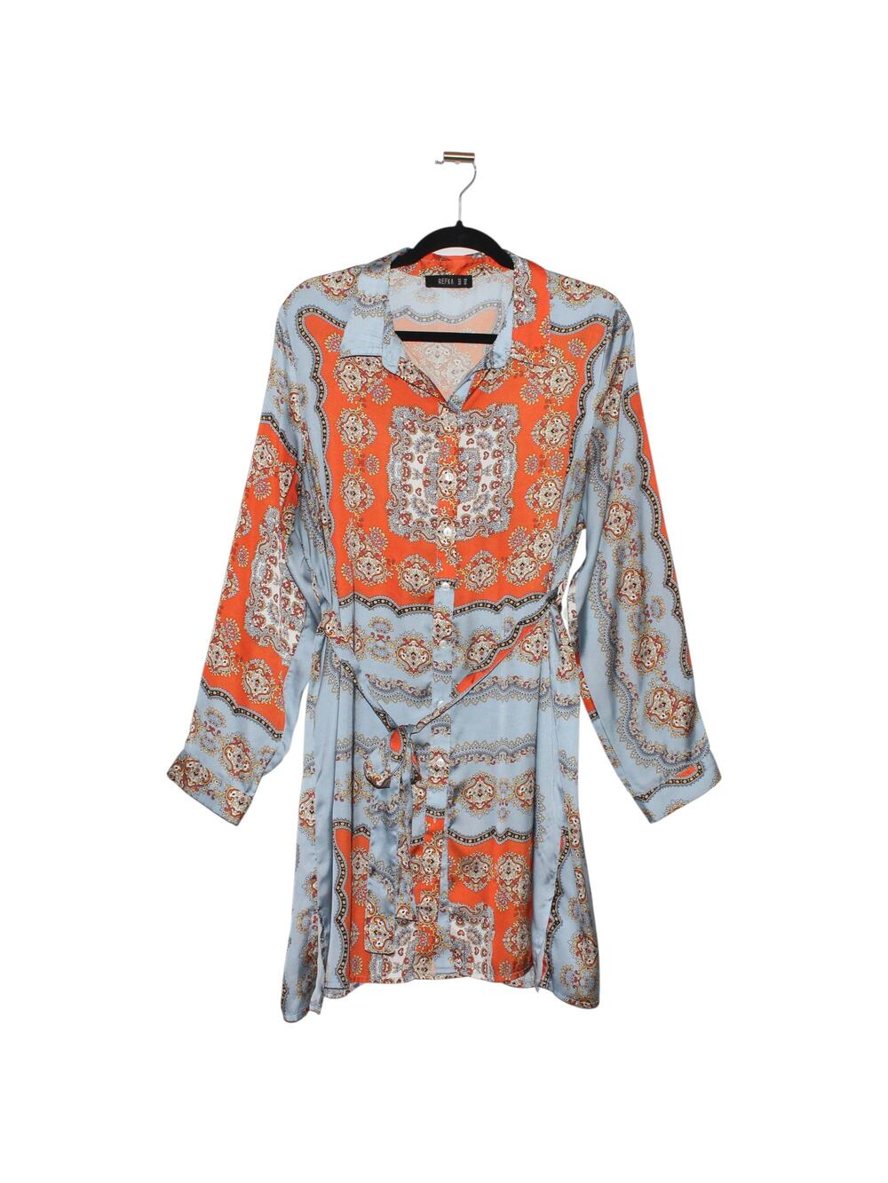 Refka Satin Tunic Blue & Orange Size 14